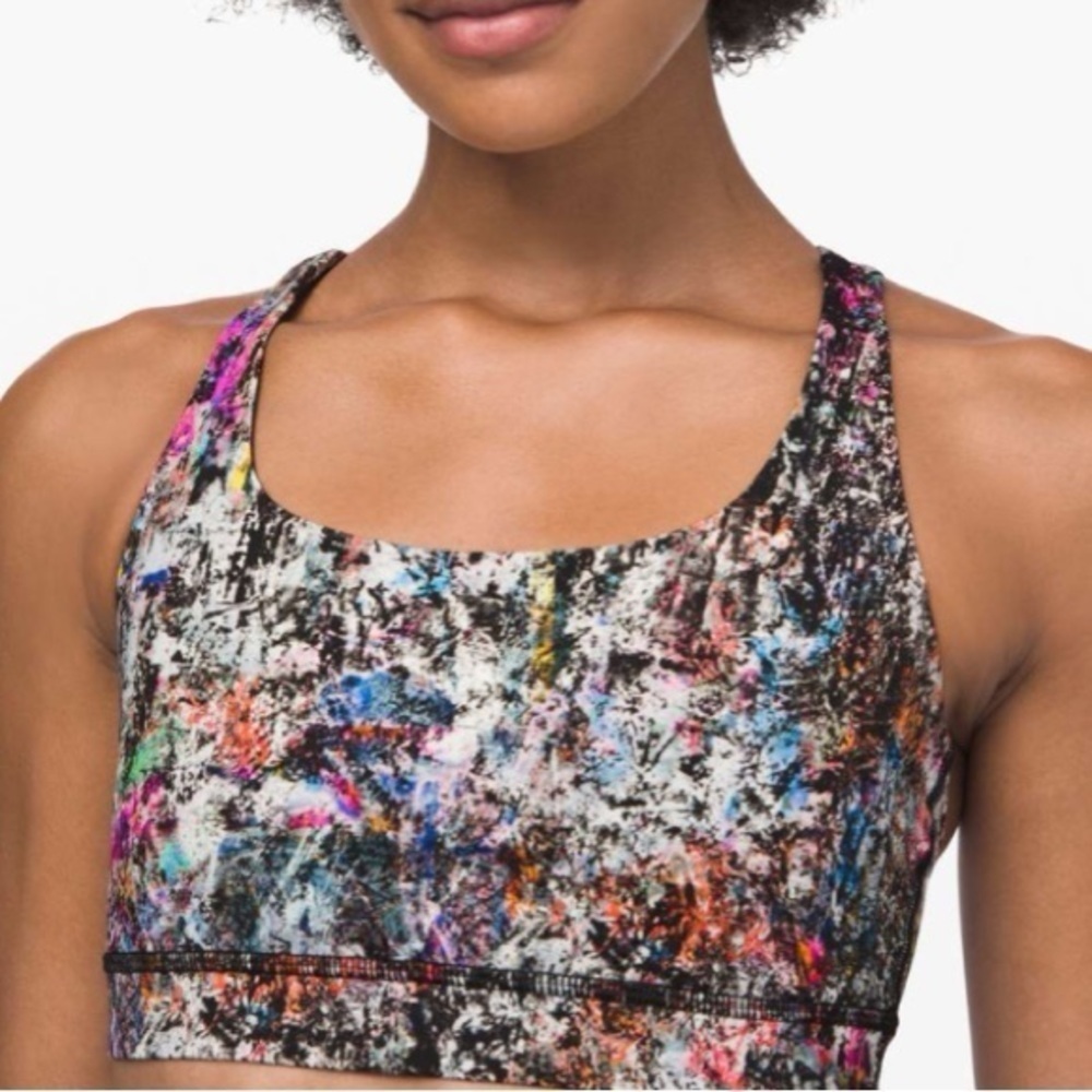 Lululemon Athletica Energy Bra Vitalize Multi Color Strappy Back Sz 4
